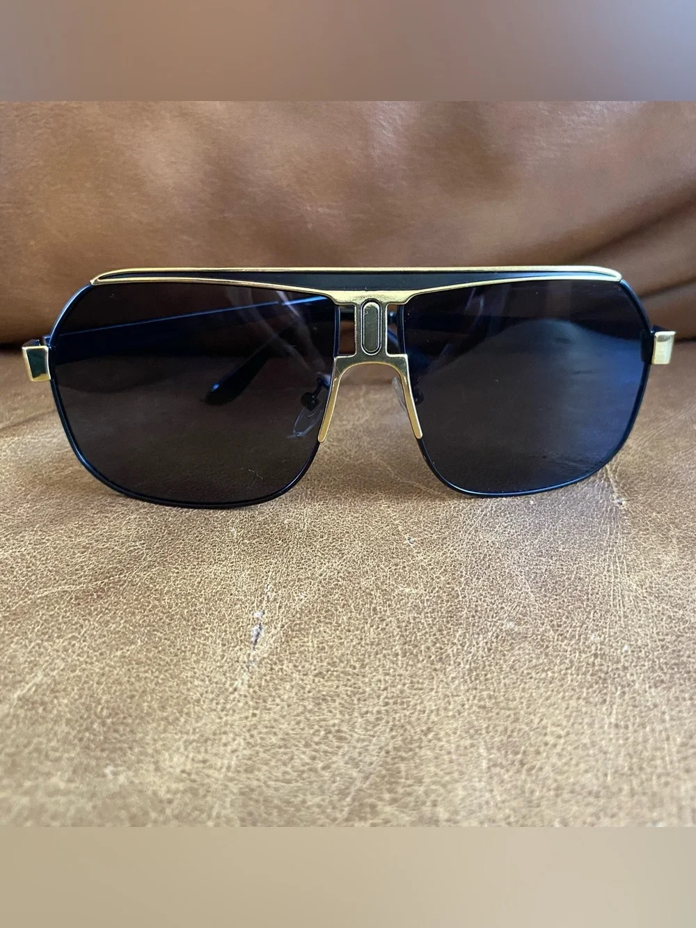 Polarized Alloy Square Oversized Black Frame Sunglasses UV400